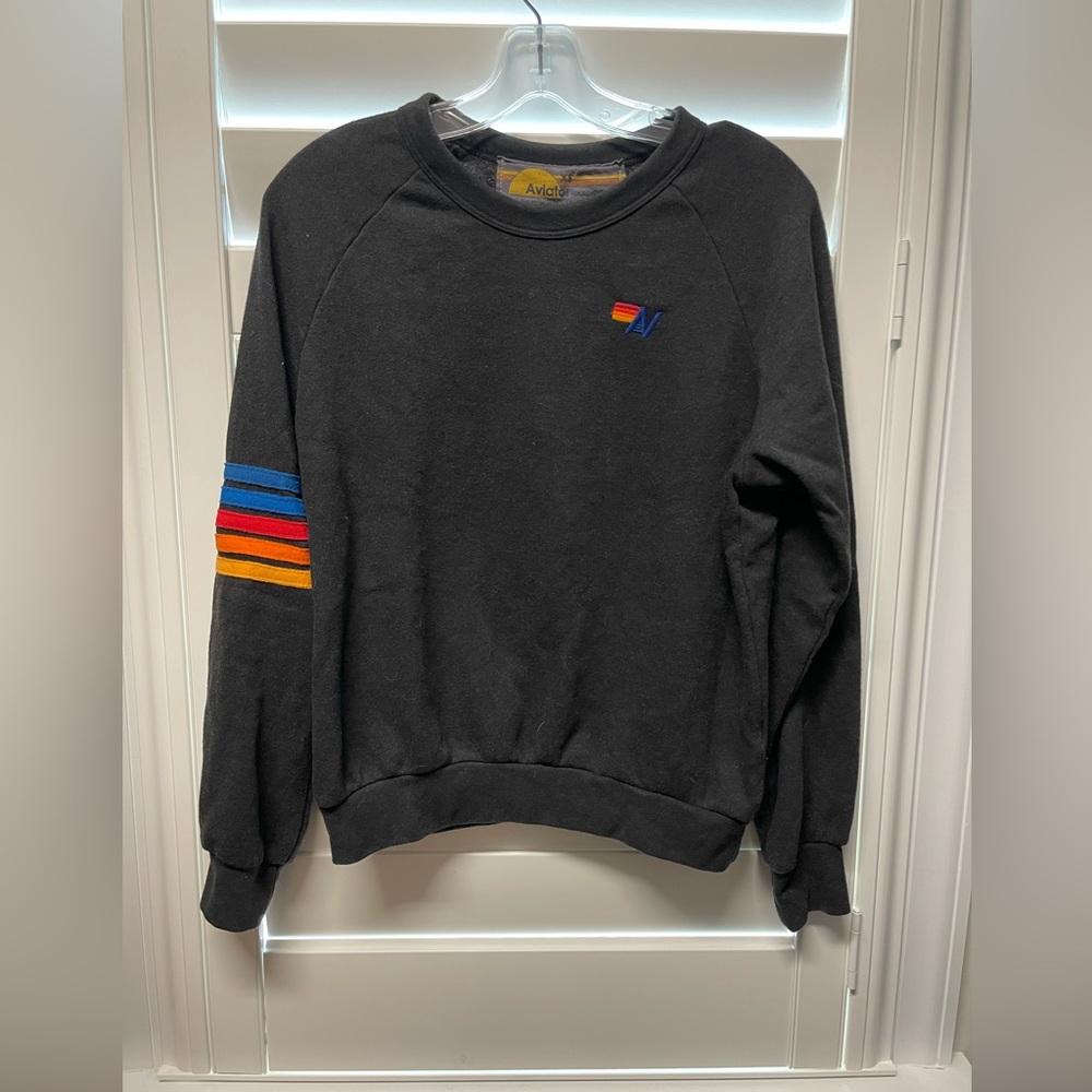 Aviator Nation rugby stitch crew sweatshirt